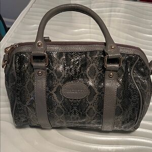 Terzetto Black and Gray Snakeskin Satchel
